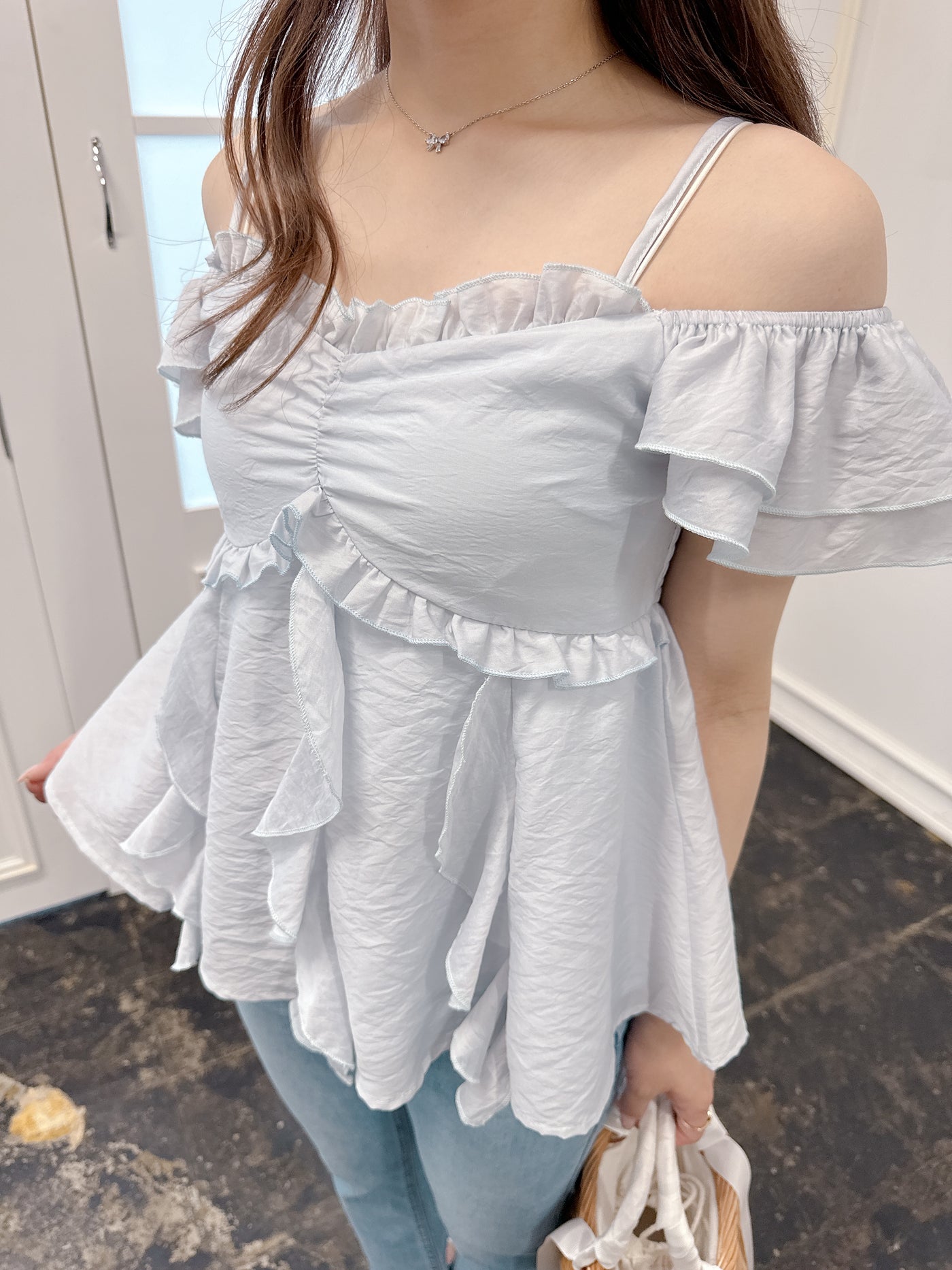 【再販】フリルシェルトップス