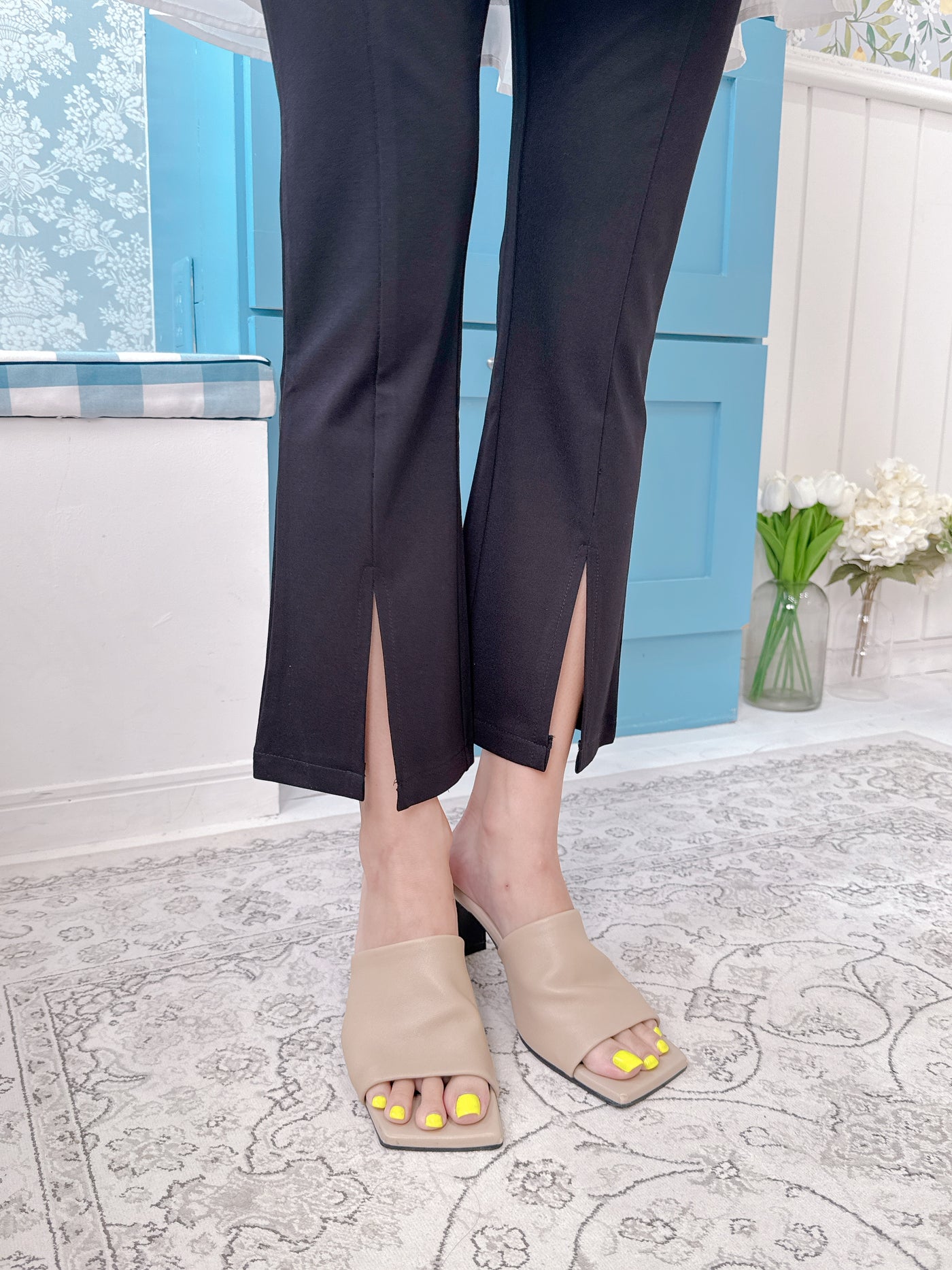 Slit Black Pants