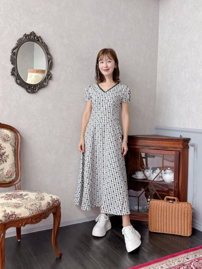 Flower Check Dress