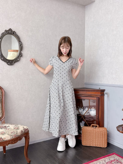 Flower Check Dress