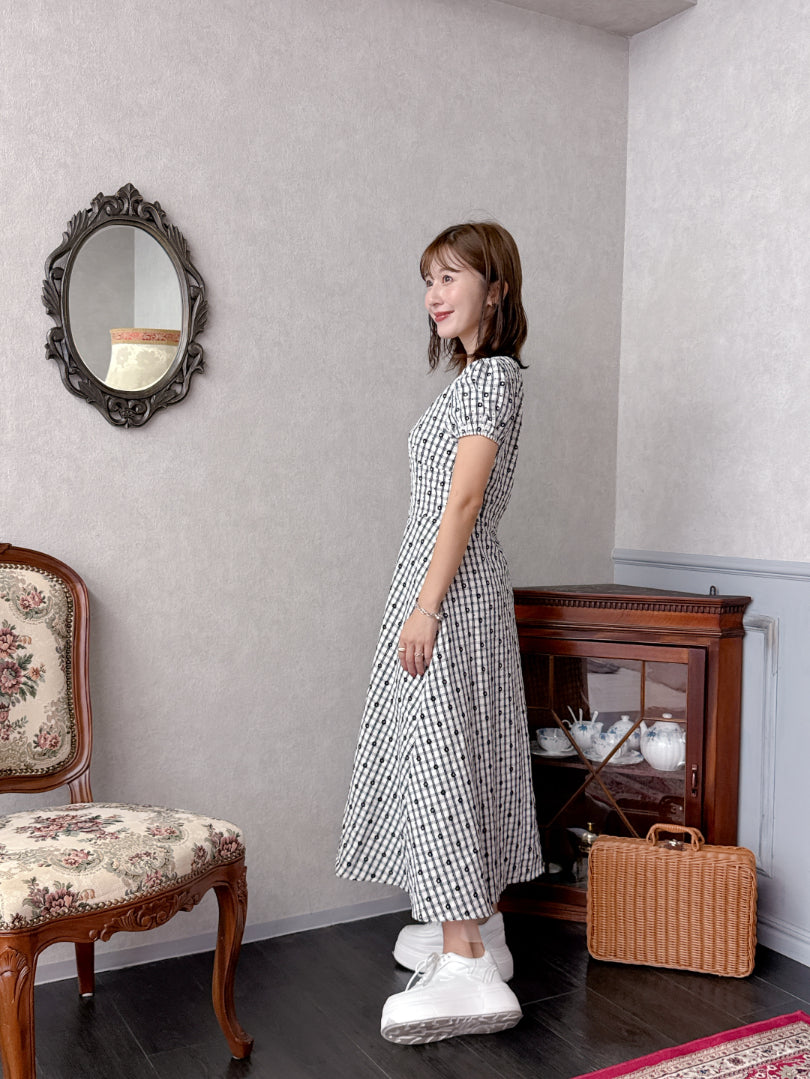 Flower Check Dress