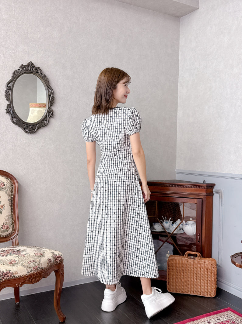 Flower Check Dress