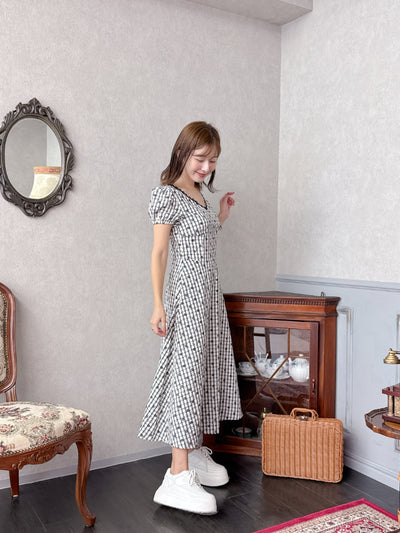Flower Check Dress