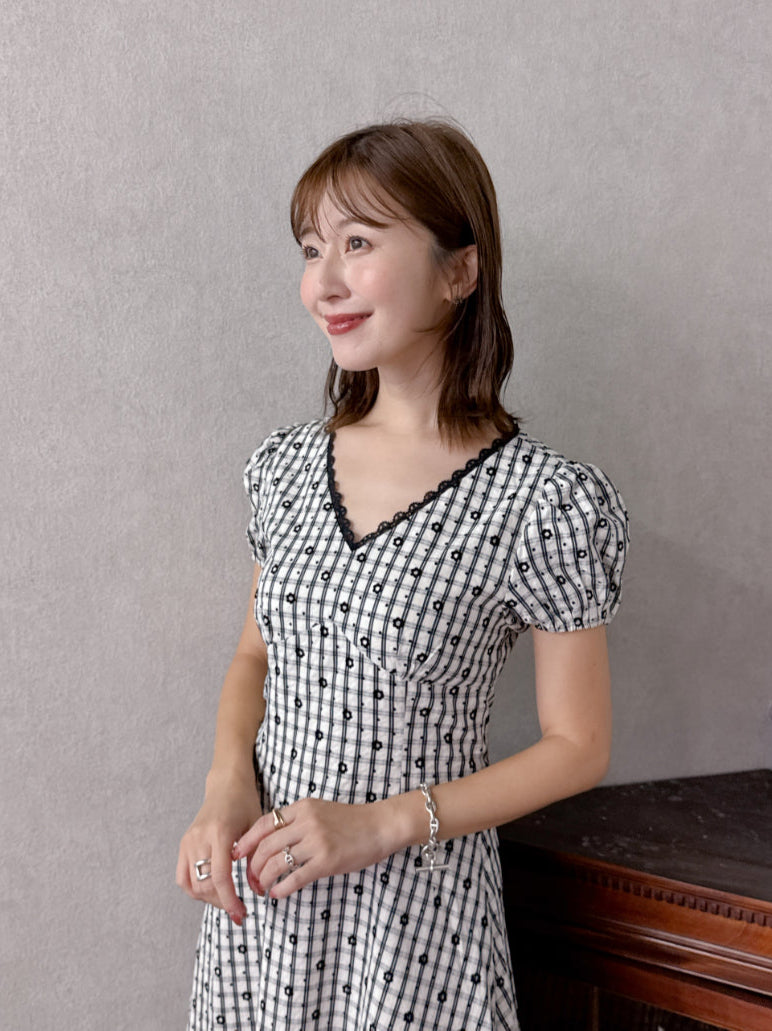 Flower Check Dress