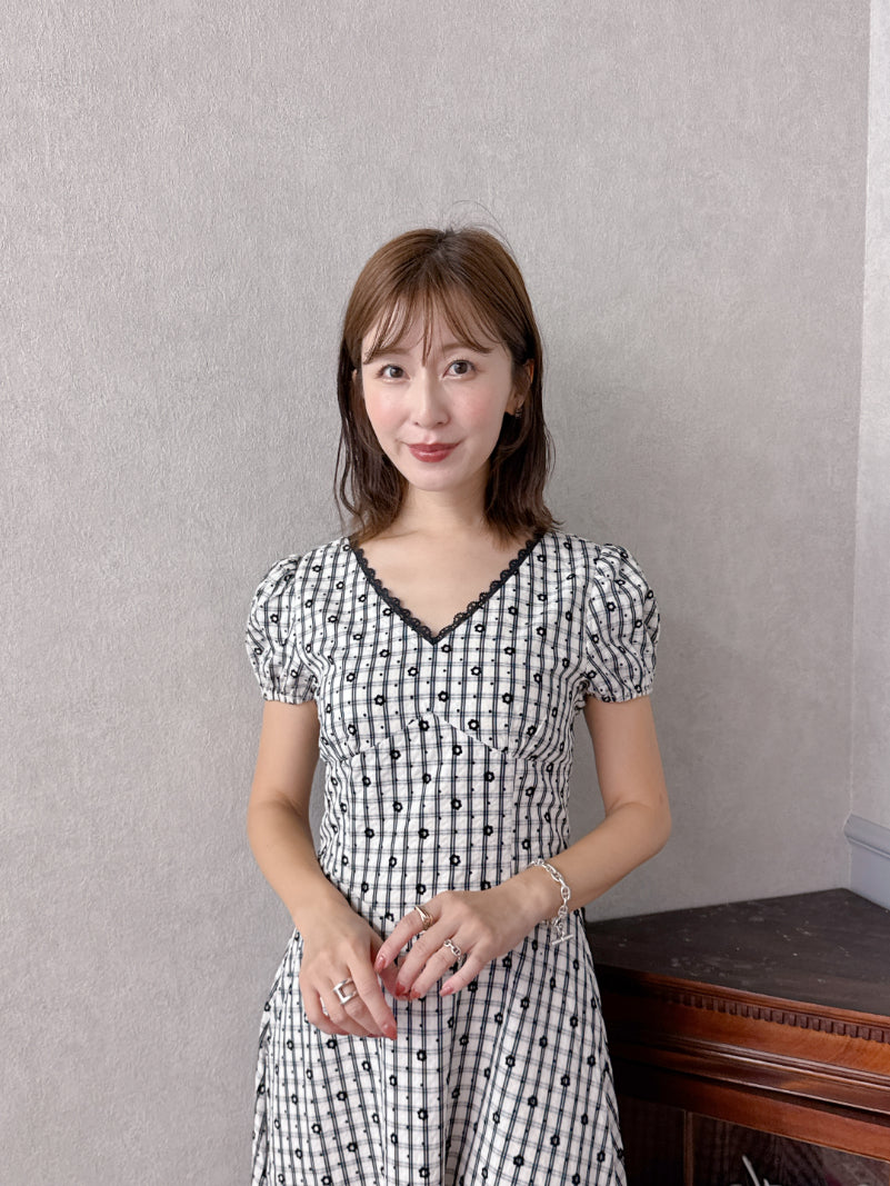Flower Check Dress