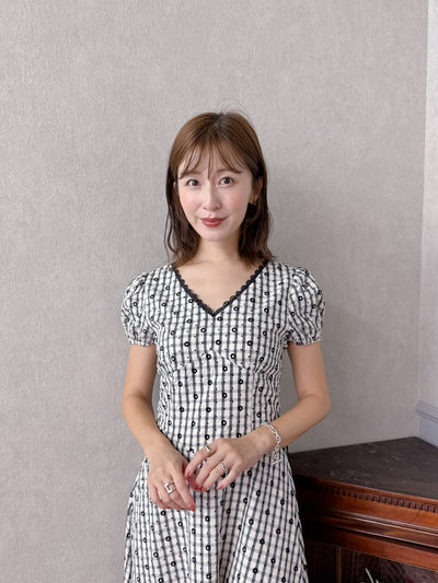 Flower Check Dress