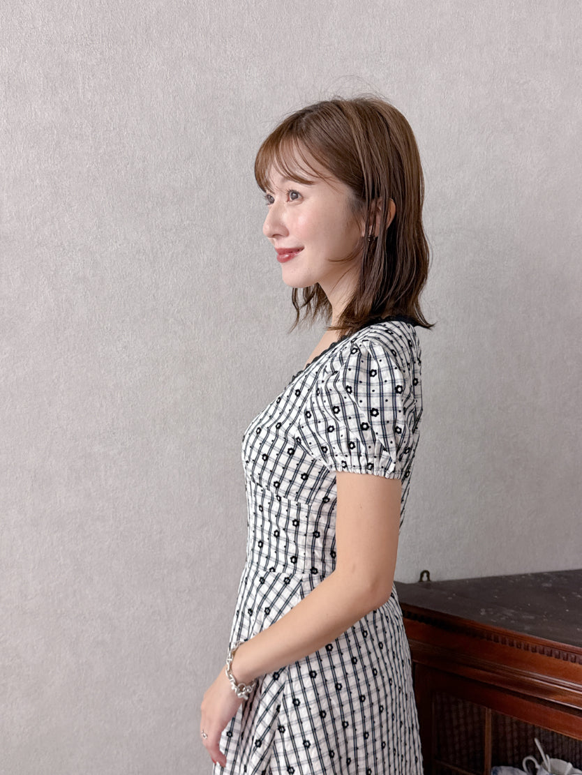 Flower Check Dress