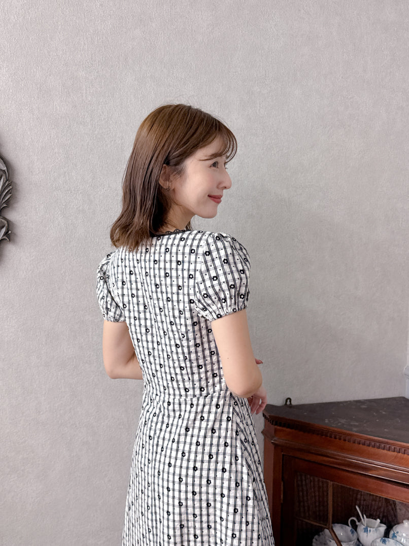 Flower Check Dress