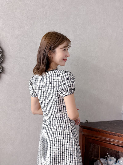 Flower Check Dress