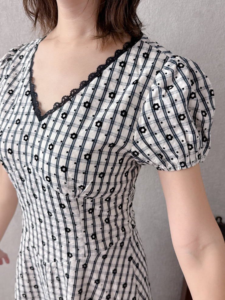Flower Check Dress