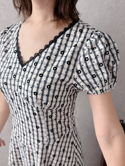 Flower Check Dress