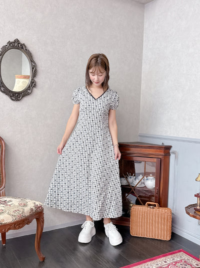Flower Check Dress