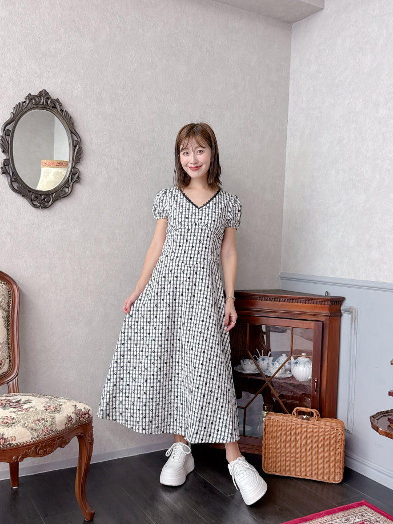 Flower Check Dress